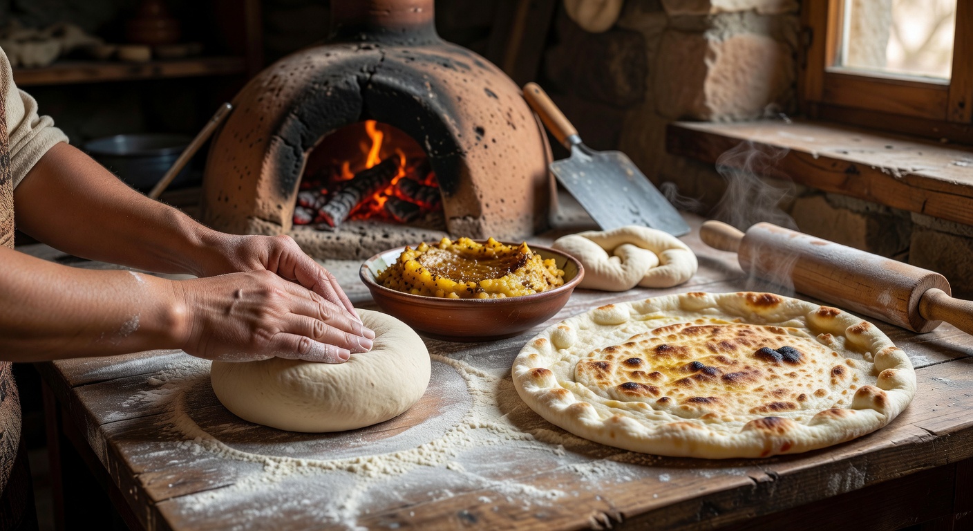 Аварские лепешки процесс приготовления тесто и начинка