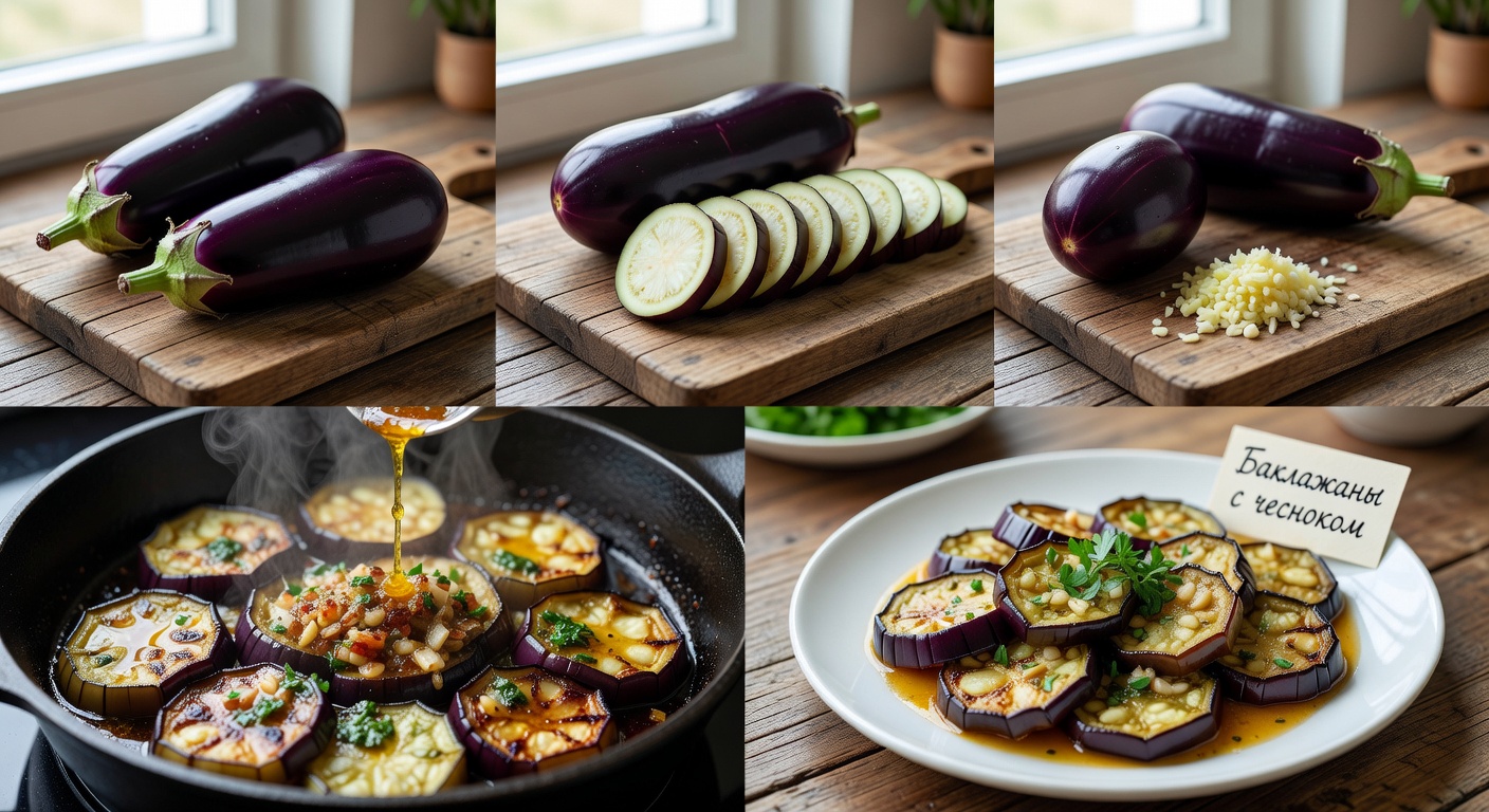 Баклажаны с чесноком процесс