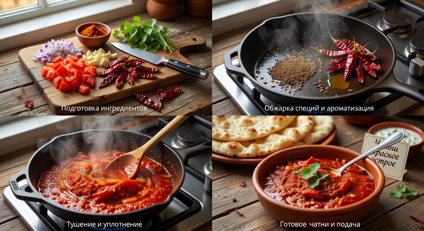 Процесс приготовления Чатни красное острое