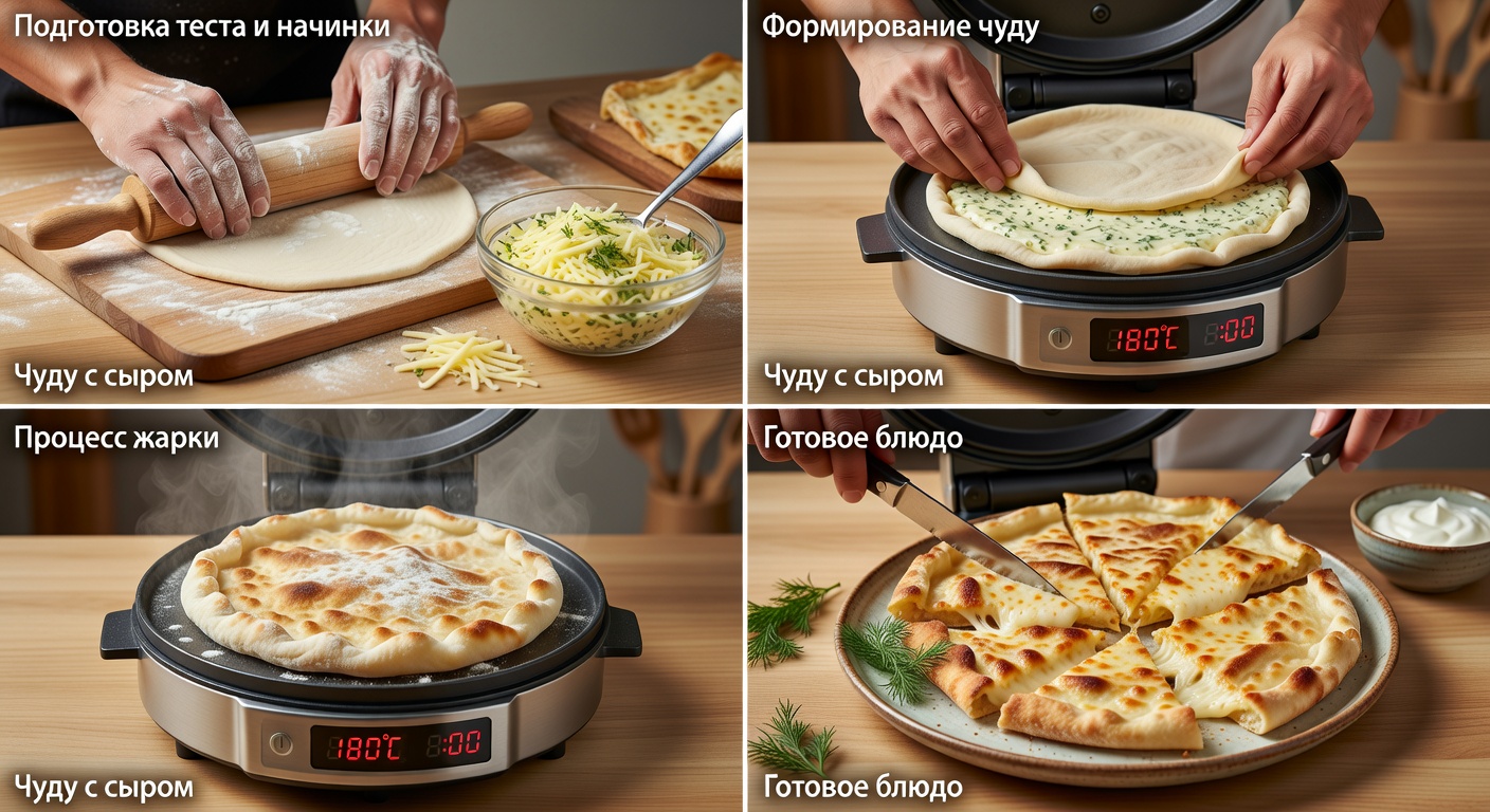 Процесс приготовления Чуду с сыром в пиццамейкере