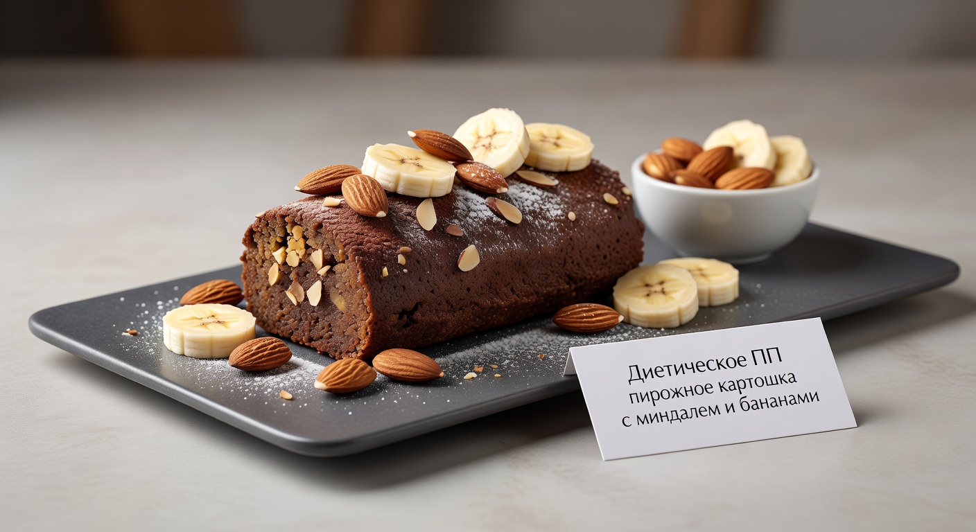 Диетическое ПП пирожное картошка с миндалем и бананами