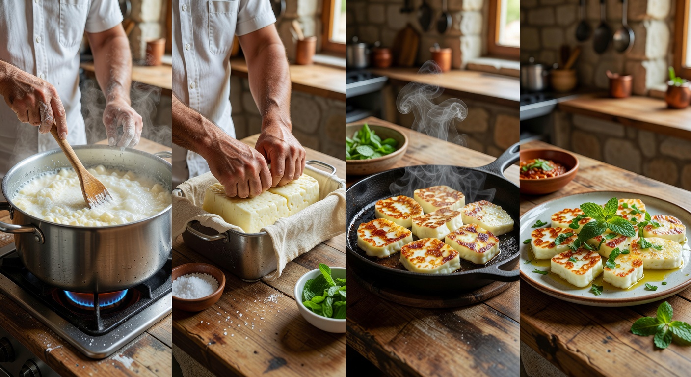 Процесс приготовления Халуми сыр