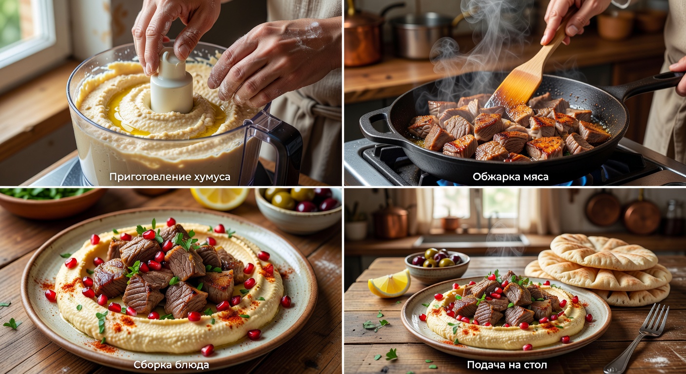 Процесс приготовления Хумус с мясом