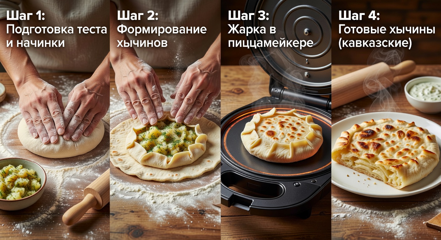 Процесс приготовления Хычины (кавказские) в пиццамейкере