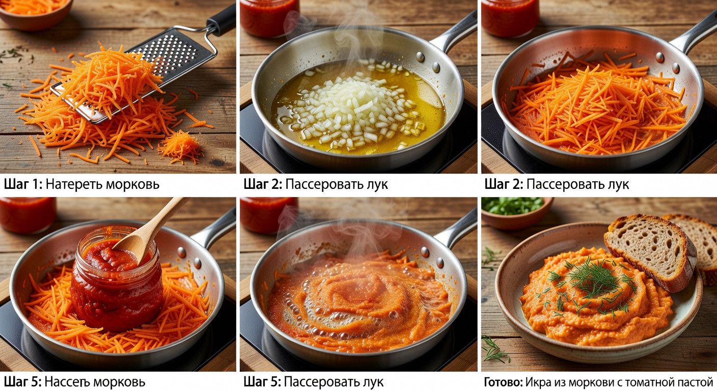 Процесс приготовления Икра из моркови с томатной пастой