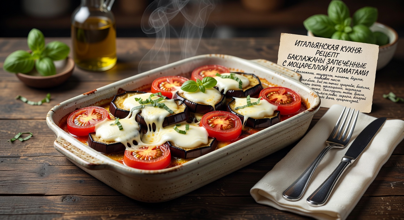 Итальянская кухня: рецепт баклажаны запечённые с моцареллой и томатами