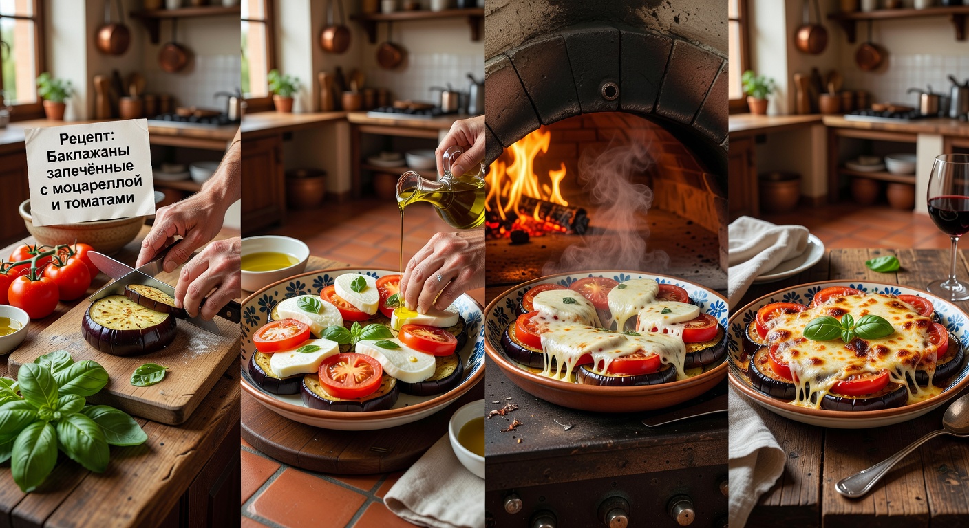 Процесс приготовления Итальянская кухня: рецепт баклажаны запечённые с моцареллой и томатами