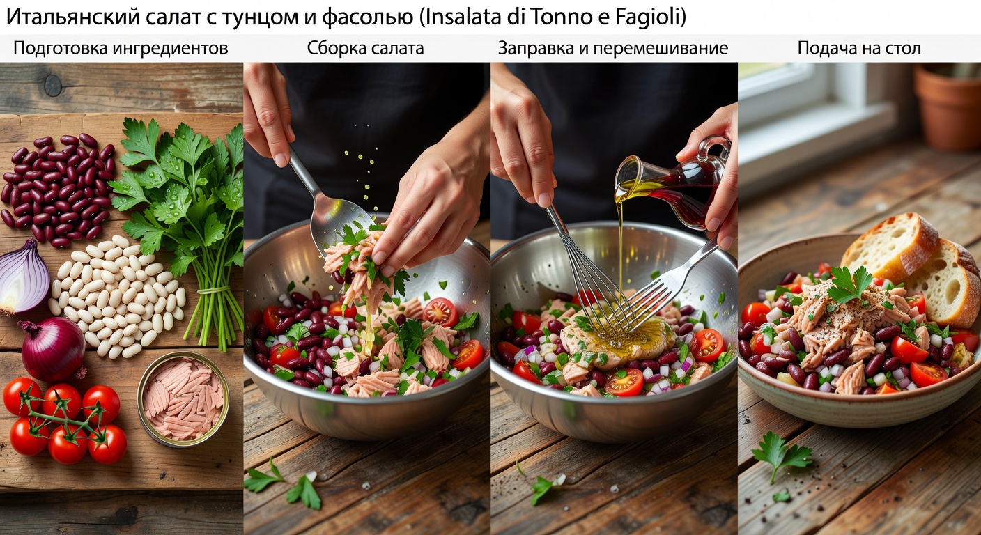 Процесс приготовления Итальянский салат с тунцом и фасолью (Insalata di Tonno e Fagioli)