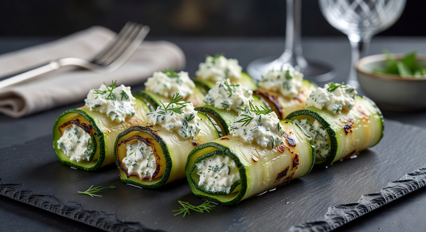 Кабачковые рулетики с творогом