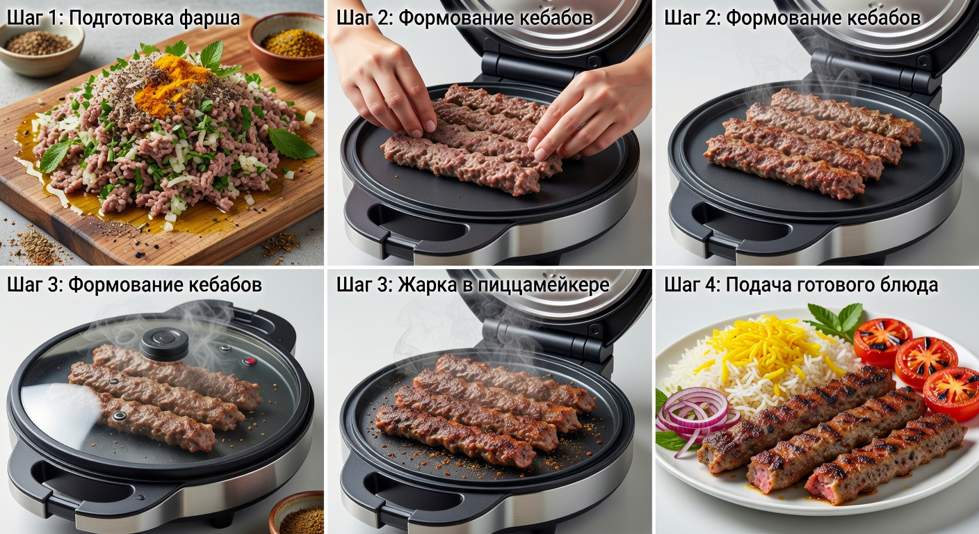 Процесс приготовления Кебаб по-персидски в пиццамейкере