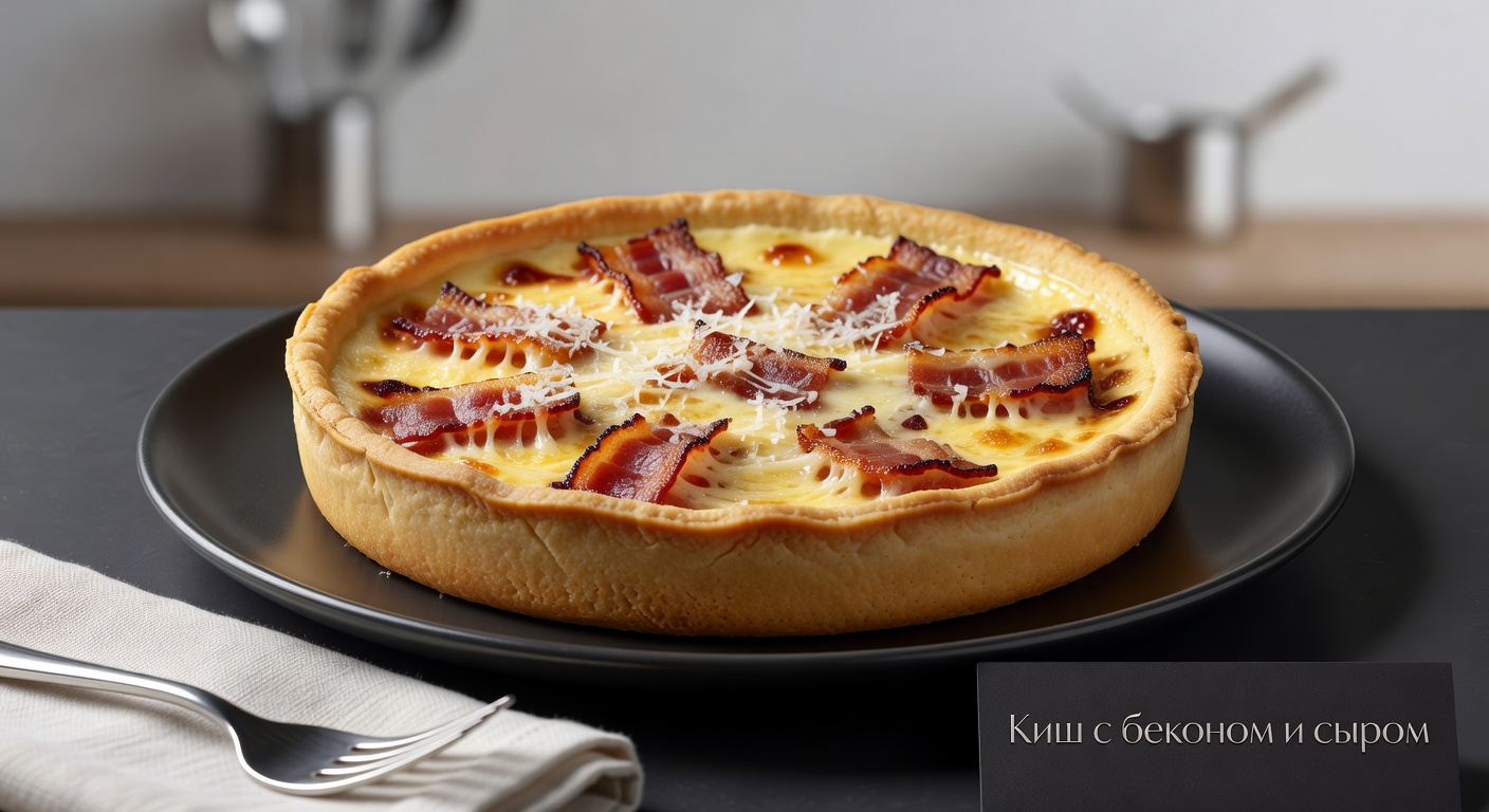 Киш с беконом и сыром