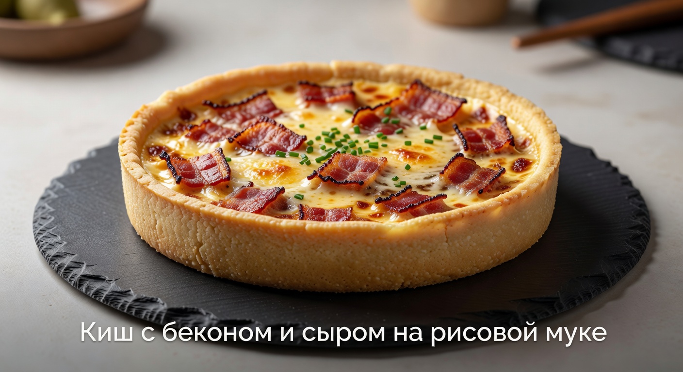 Киш с беконом и сыром на рисовой муке