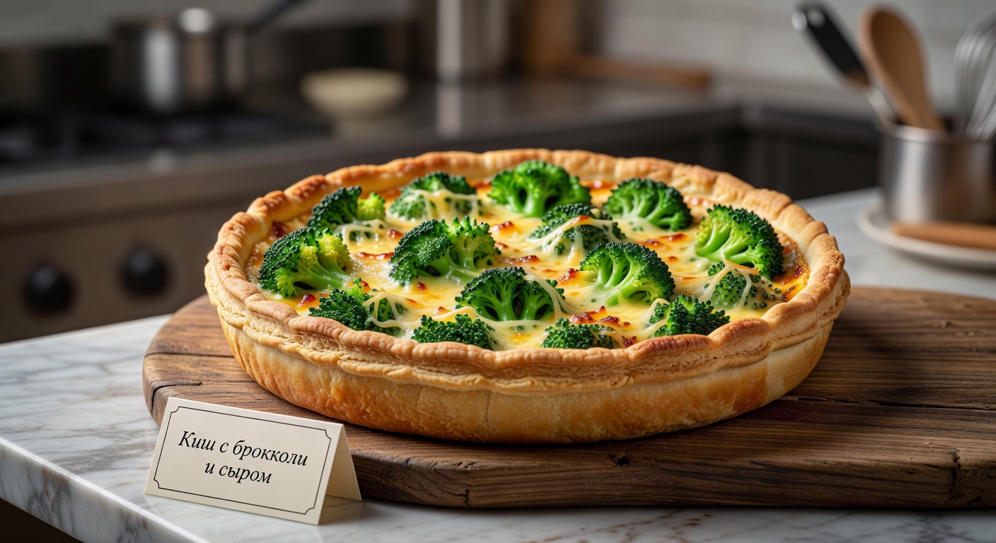 Киш с брокколи и сыром