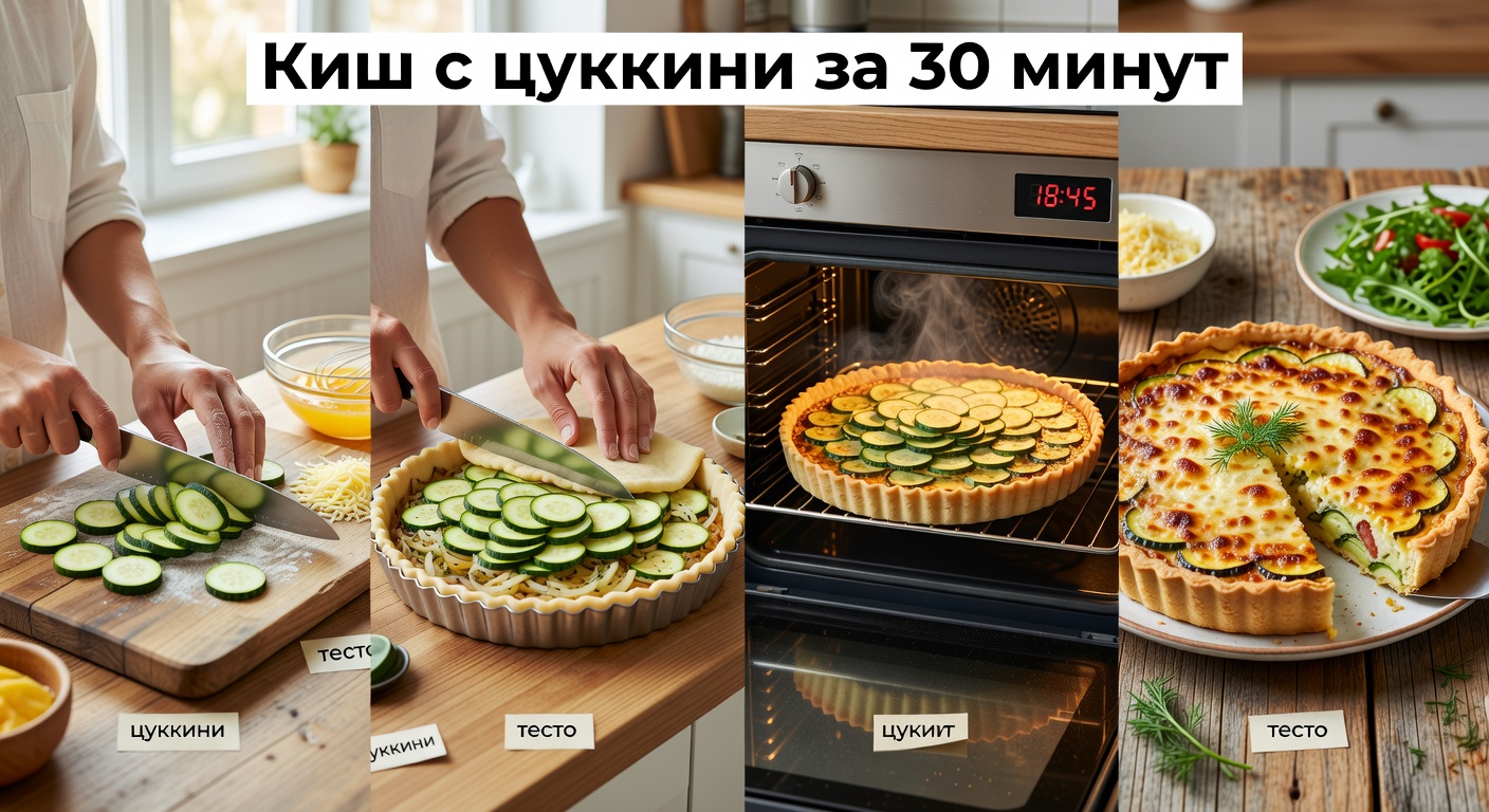 Процесс приготовления Киш с цуккини за 30 минут
