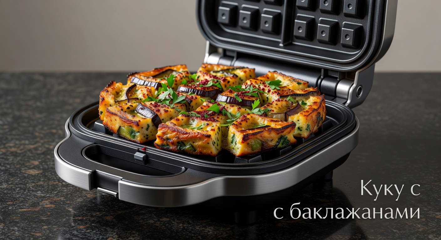 Куку с баклажанами в электровафельнице с насадкой для омлета