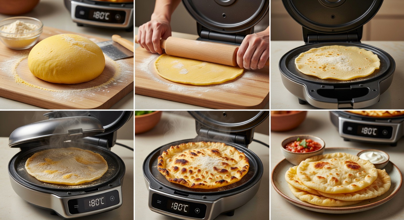 Процесс приготовления Кукурузные лепёшки (плоские) в пиццамейкере