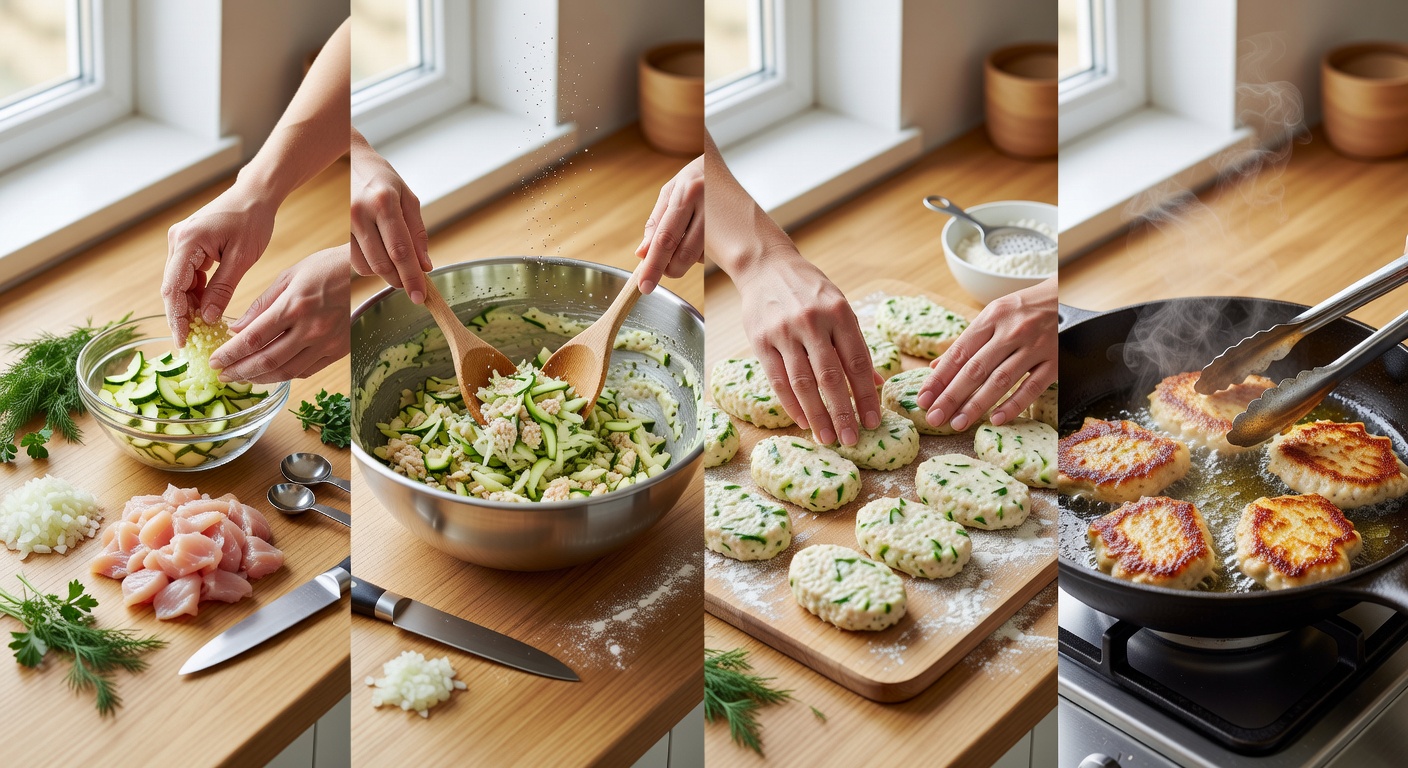 Процесс приготовления Куриные котлеты с кабачком