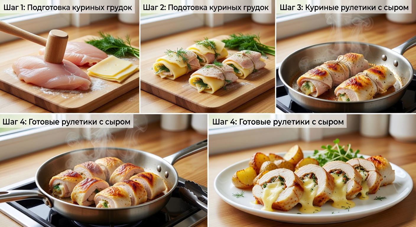 Процесс приготовления Куриные рулетики с сыром