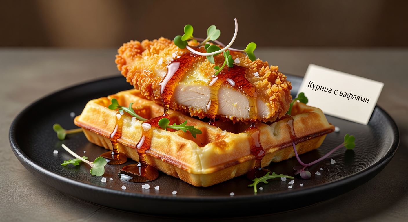 Курица с вафлями