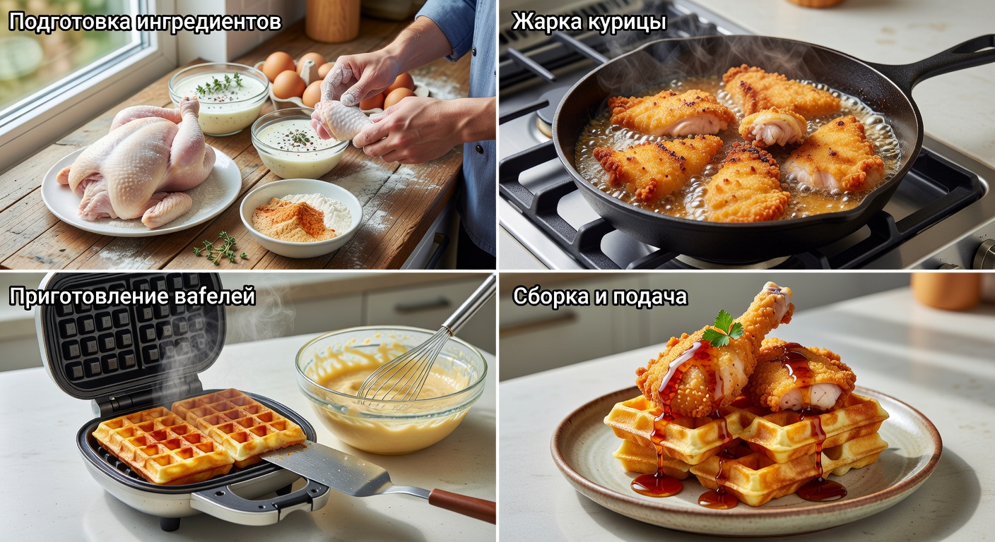 Процесс приготовления Курица с вафлями