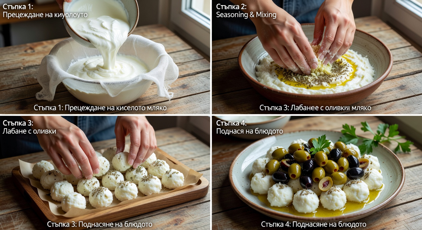 Процесс приготовления Лабане с оливками