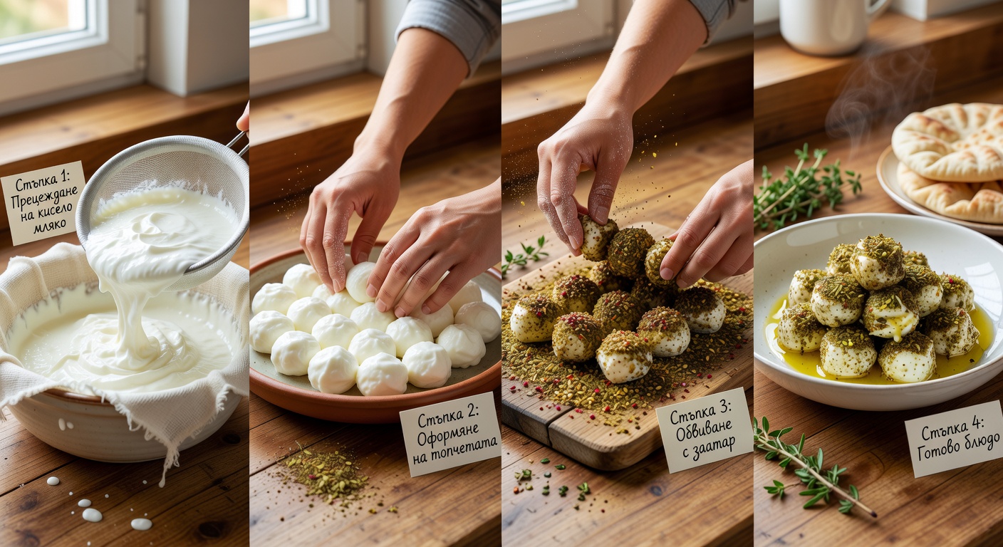 Процесс приготовления Лабане с заатаром