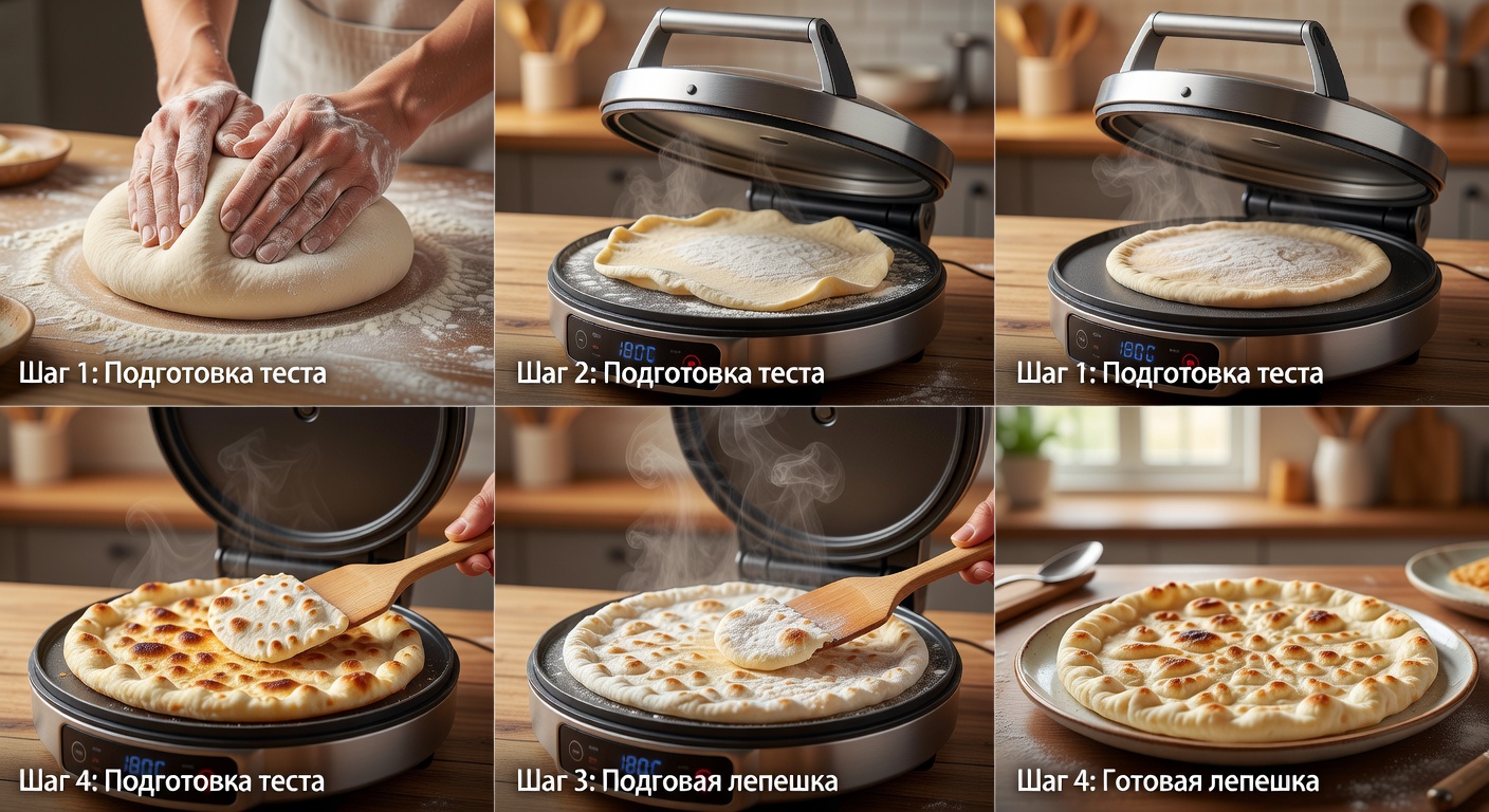 Процесс приготовления Лепешка из дрожжевого теста в пиццамейкере