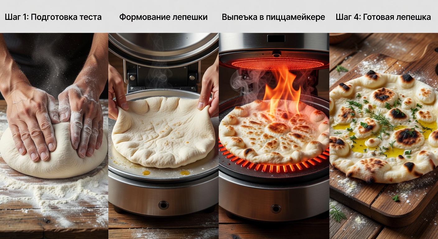 Процесс приготовления Лепешка из тандыра в пиццамейкере