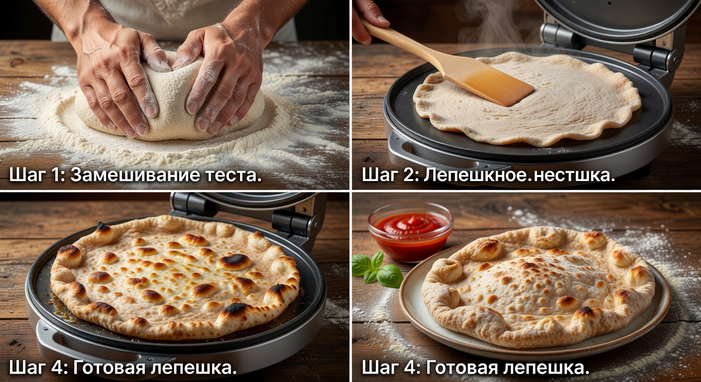 Процесс приготовления Лепешка из цельной пшеницы в пиццамейкере