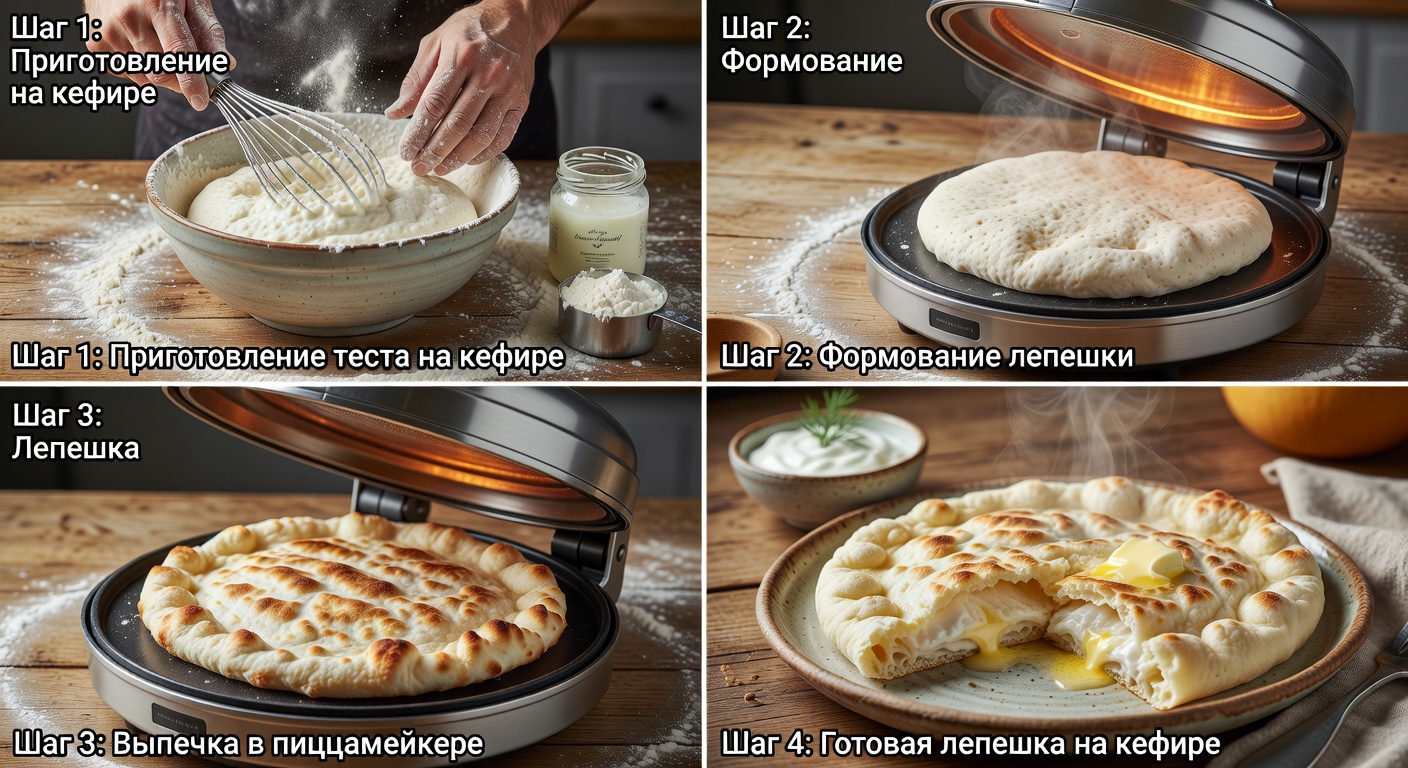 Процесс приготовления Лепешка на кефире в пиццамейкере