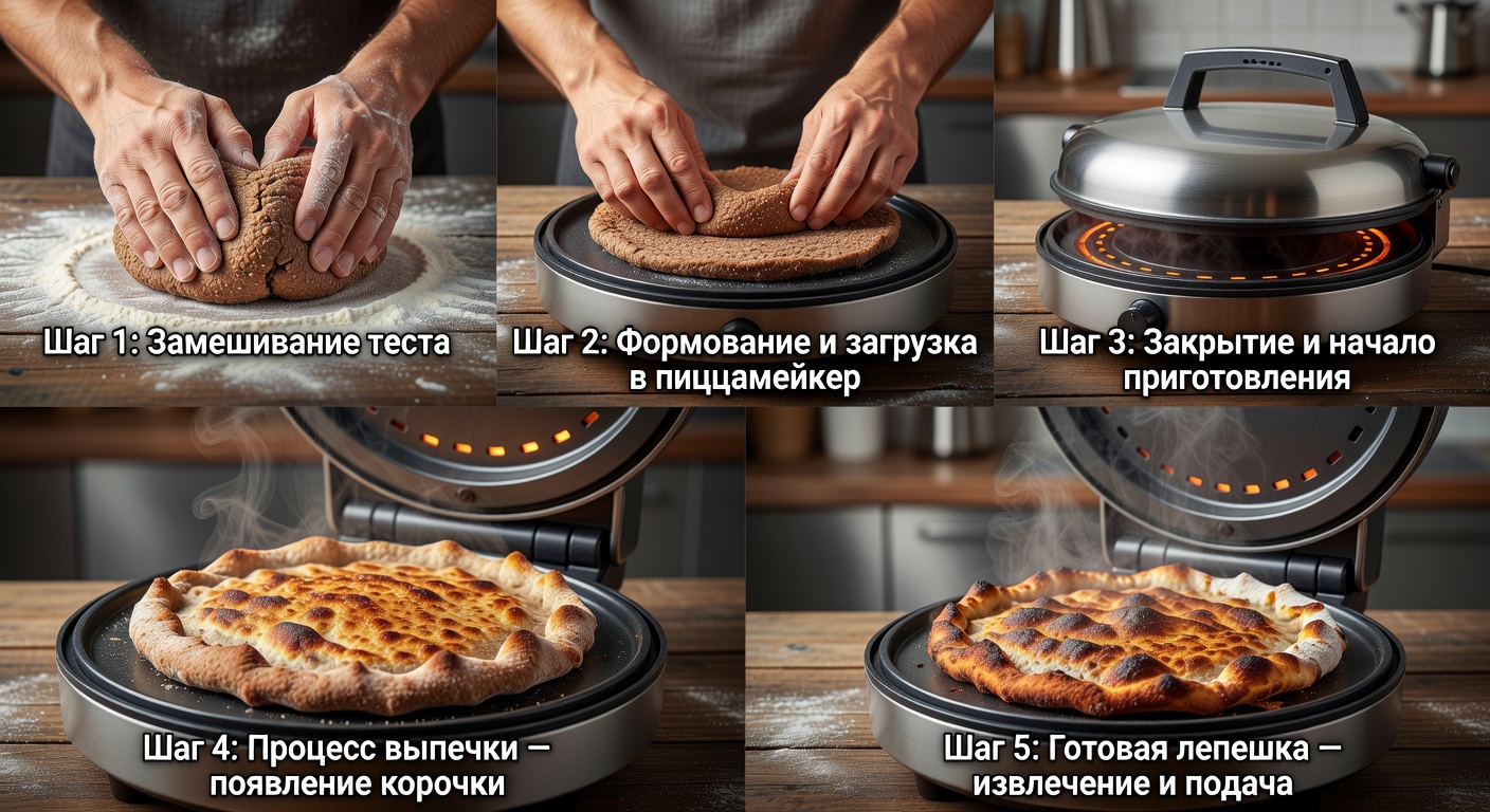 Процесс приготовления Лепешка ржаная в пиццамейкере