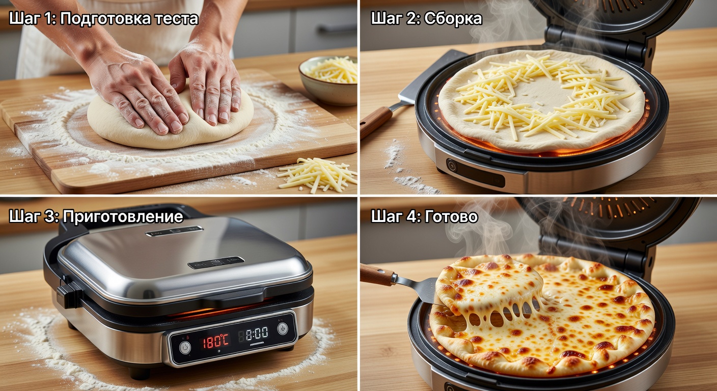 Процесс приготовления Лепешка сырная в пиццамейкере