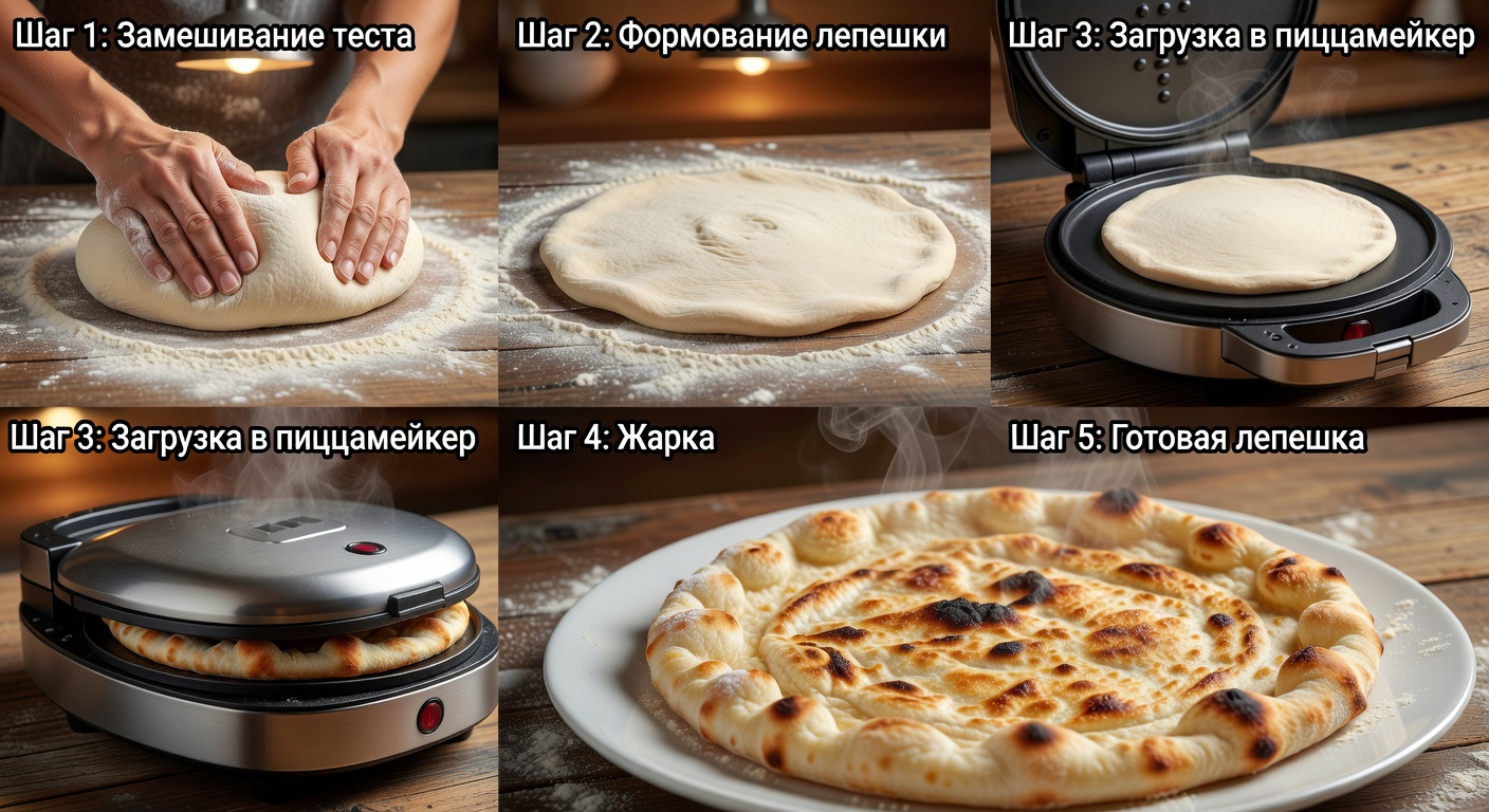 Процесс приготовления Лепешка жареная в пиццамейкере