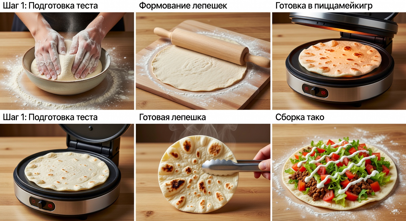 Процесс приготовления Лепешки тако в пиццамейкере