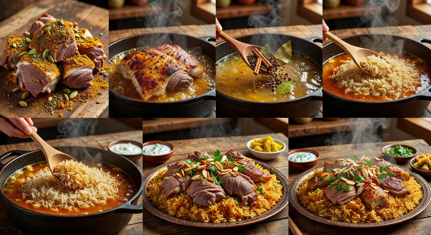 Процесс приготовления Маджбус ляхем