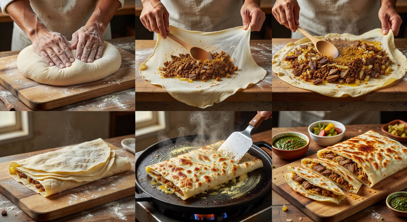 Процесс приготовления Мтаббак