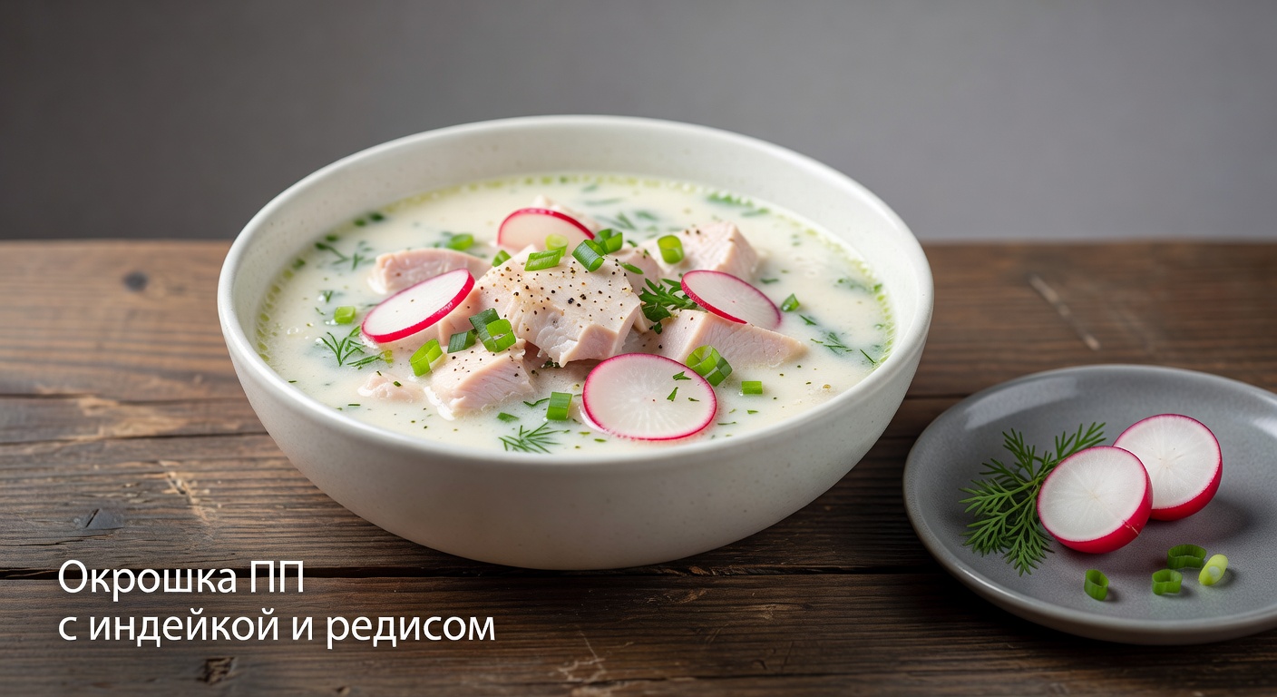 Окрошка ПП с индейкой и редисом