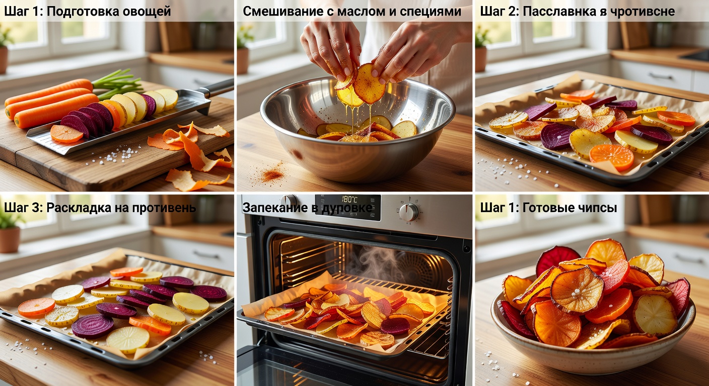 Процесс приготовления Овощные чипсы в духовке
