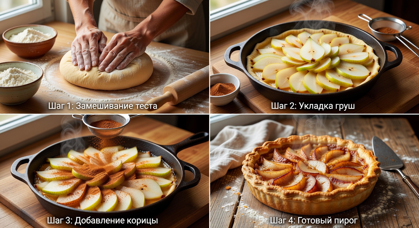 Процесс приготовления Пирог с грушами и корицей