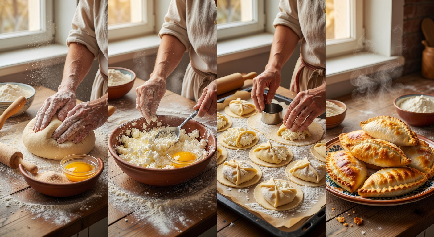 Процесс приготовления Пироги с творогом