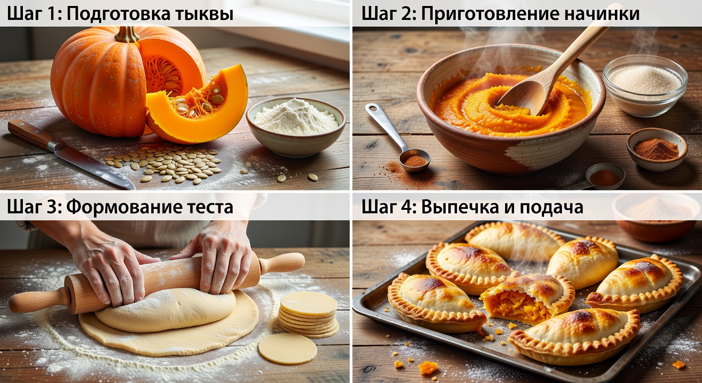 Процесс приготовления Пироги с тыквой