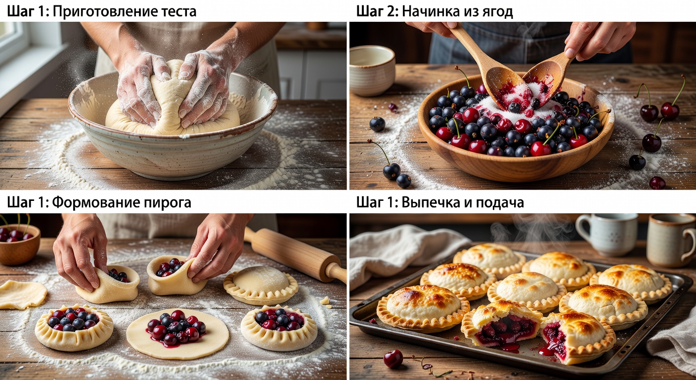 Процесс приготовления Пироги с ягодами