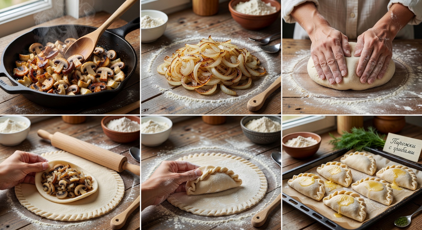 Процесс приготовления Пирожки с грибами
