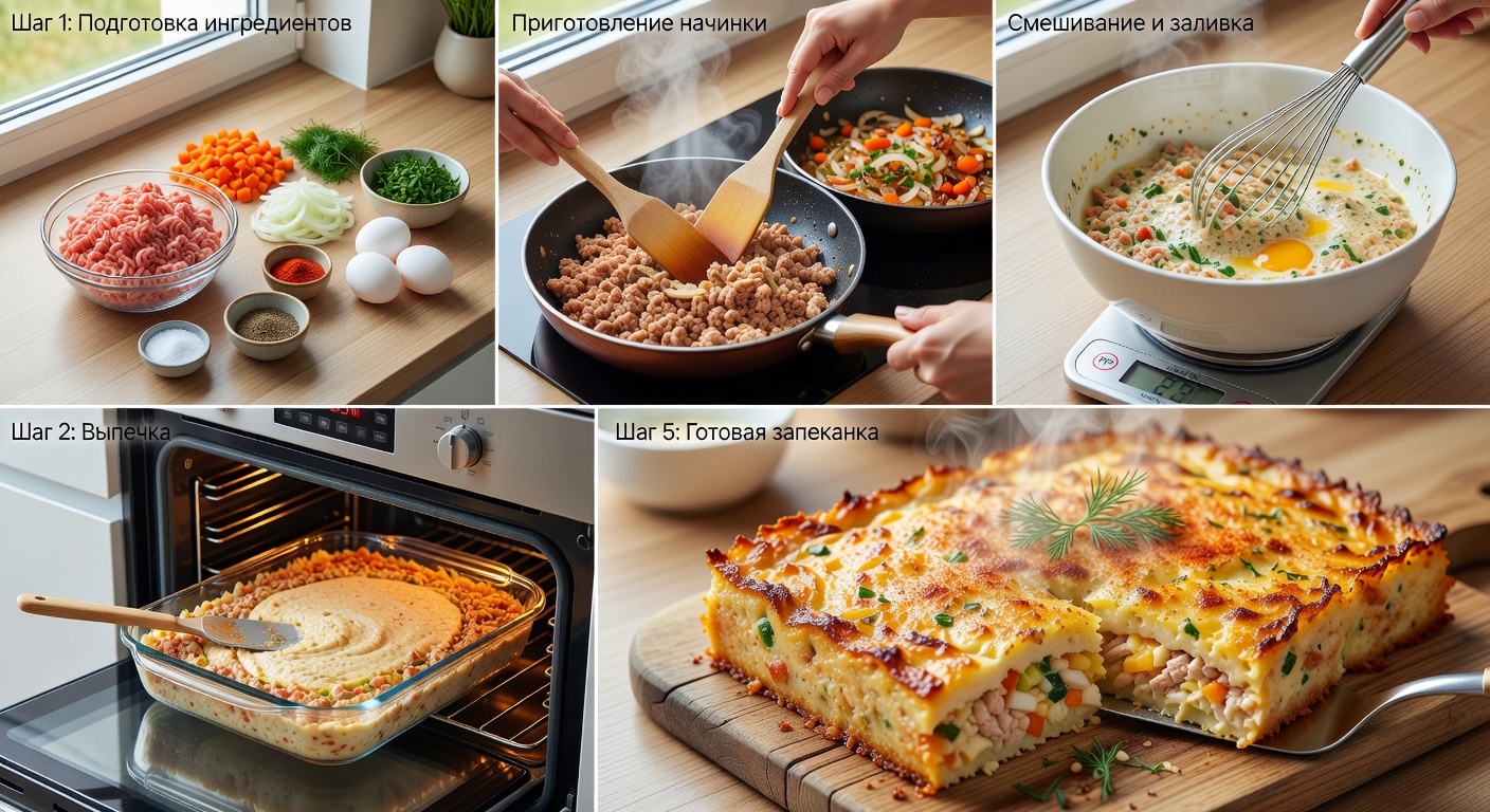 Процесс приготовления ПП запеканка с индейкой