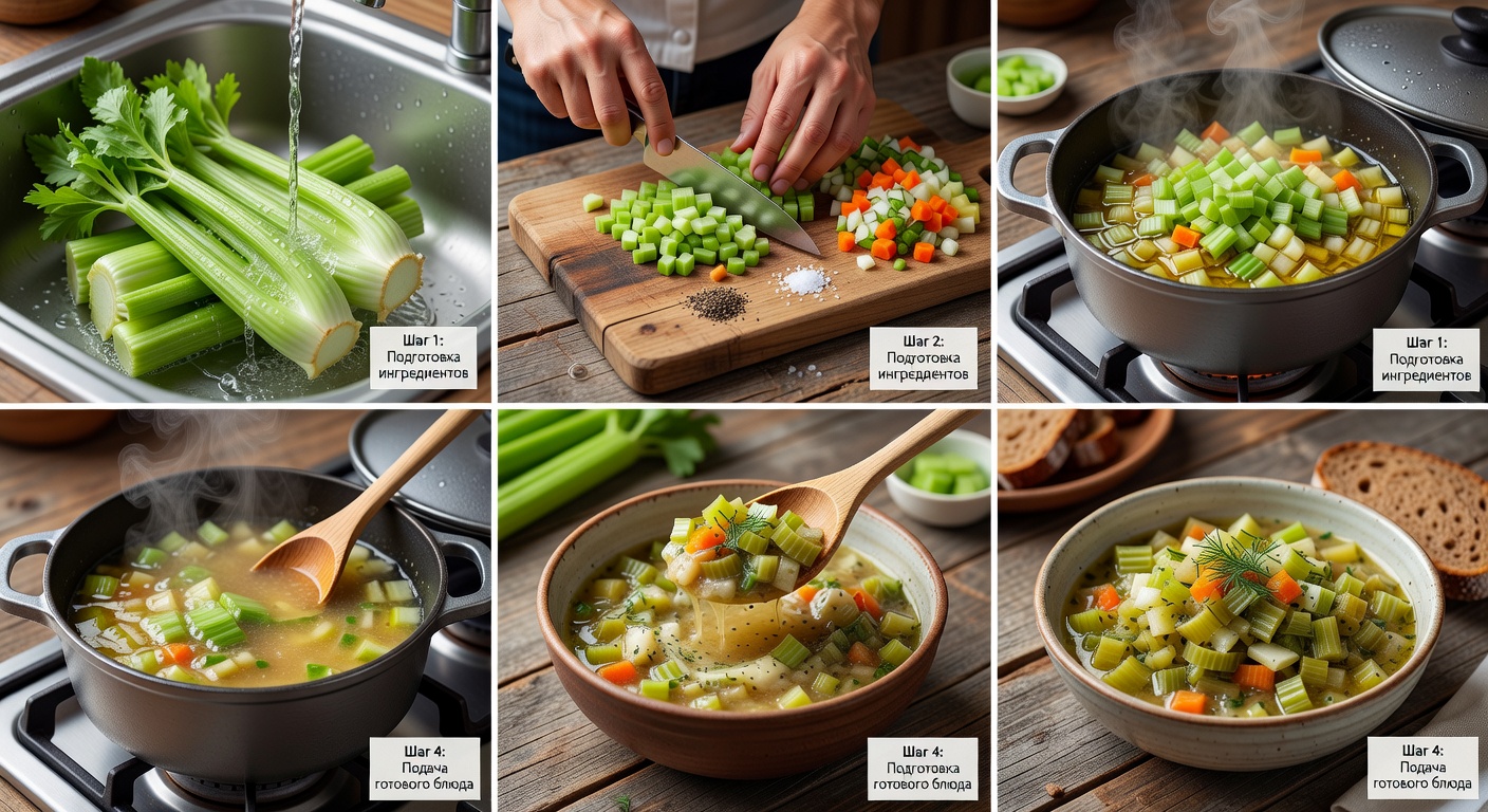 Процесс приготовления Рагу из сельдерея