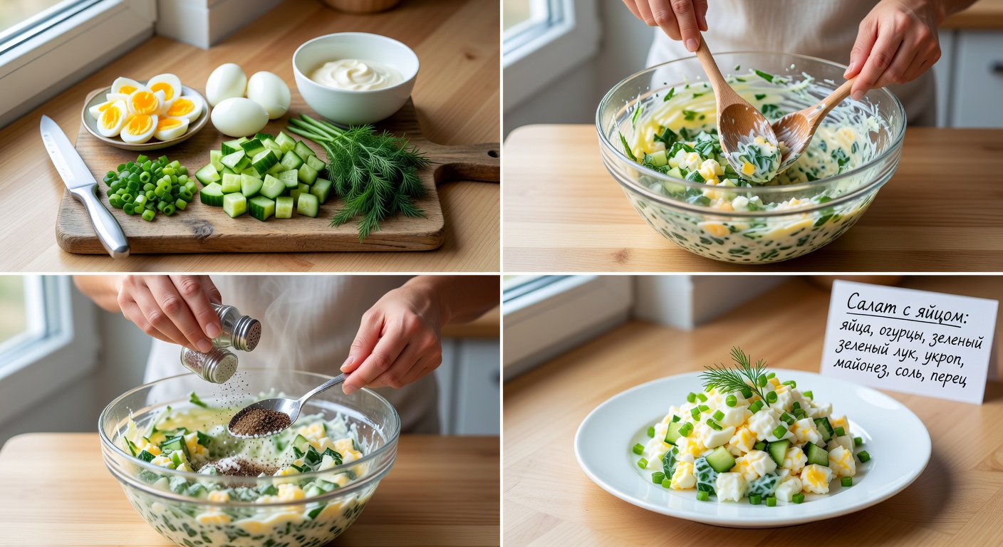 Процесс приготовления Салат с яйцом