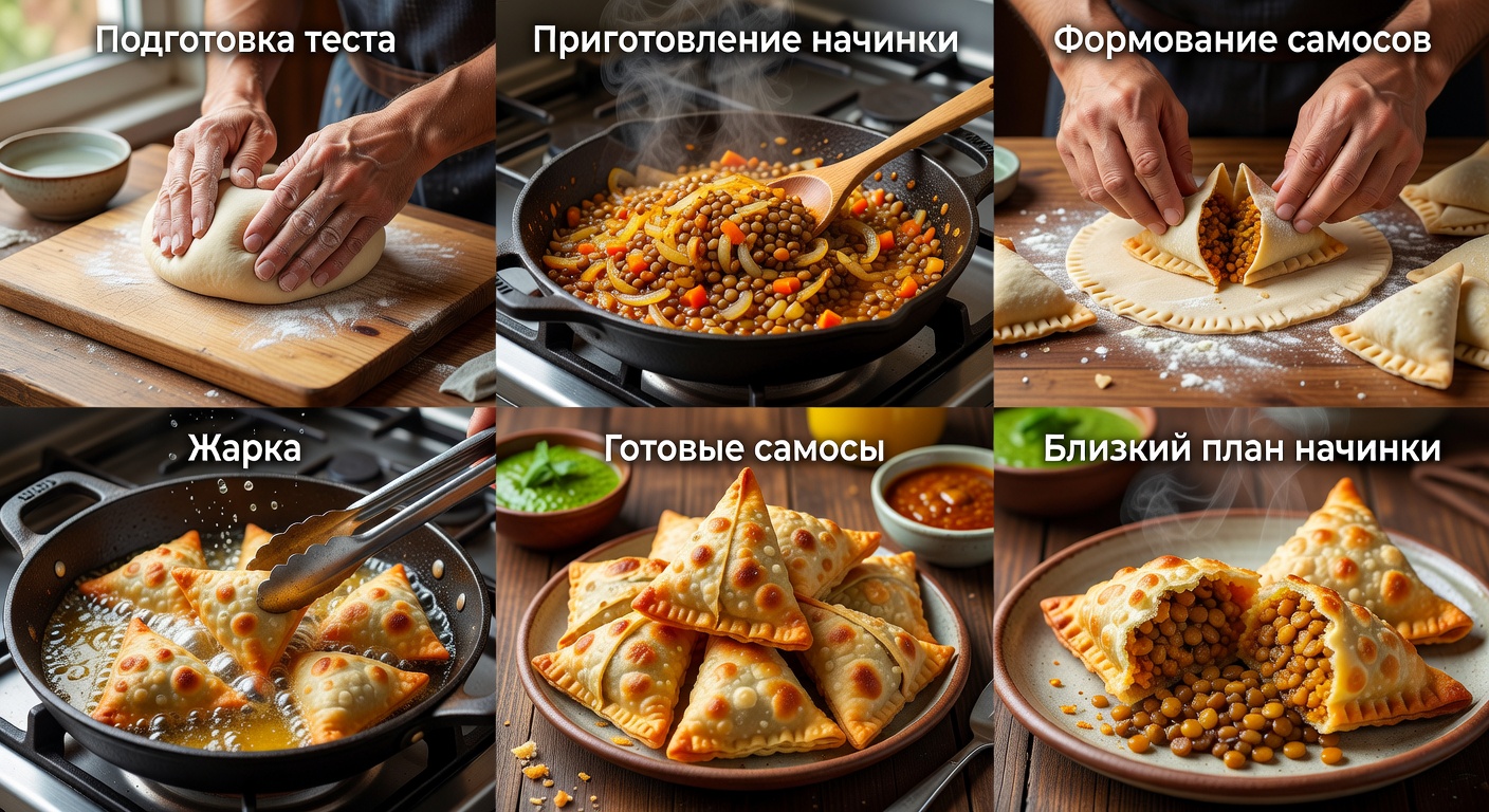 Процесс приготовления Самосы с чечевицей
