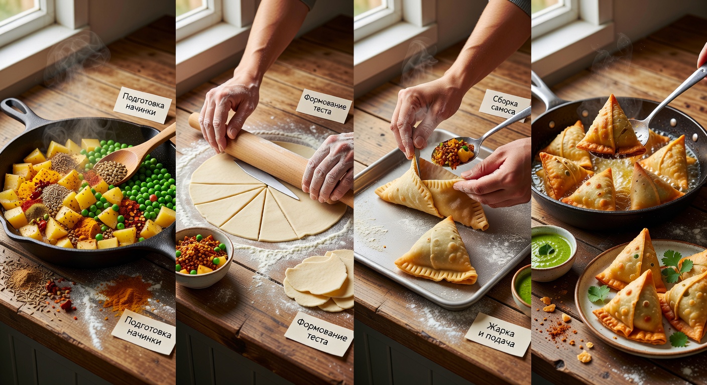 Процесс приготовления Самосы с горохом и специями