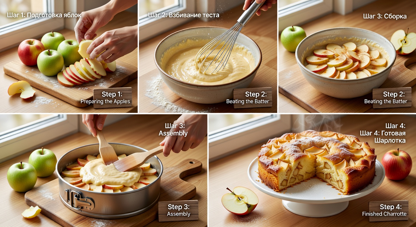 Процесс приготовления Шарлотка с яблоками