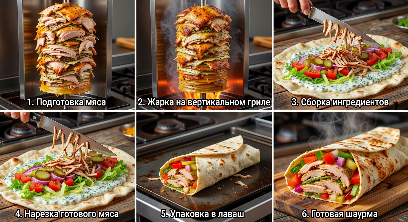 Процесс приготовления Шаурма арабская куриная